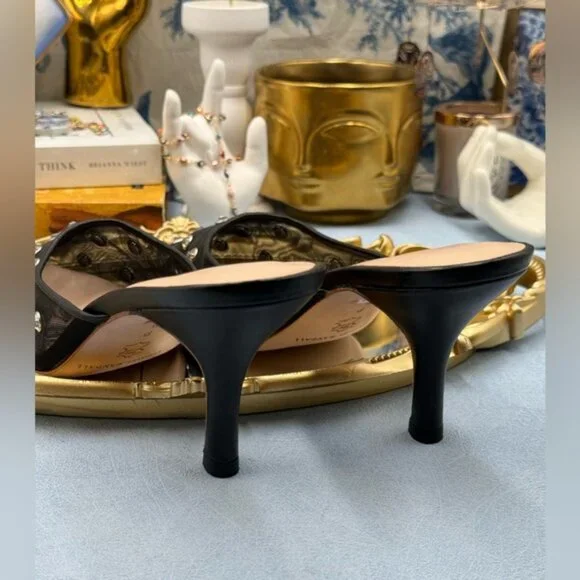 🆕 LOEFFLER RANDALL 🧿 NWOT Paloma Mesh Mid-Heel Mules, Black/Clear, Sz 9 - Picture 10 of 16